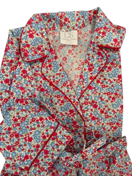 COTTON PAJAMAS - RED & BLUE FLOWER PRINT