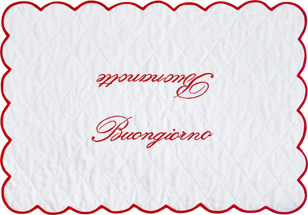 BEDSIDE MATS : BUONGIORNO & BUONA NOTTE SCALLOPED DESIGN