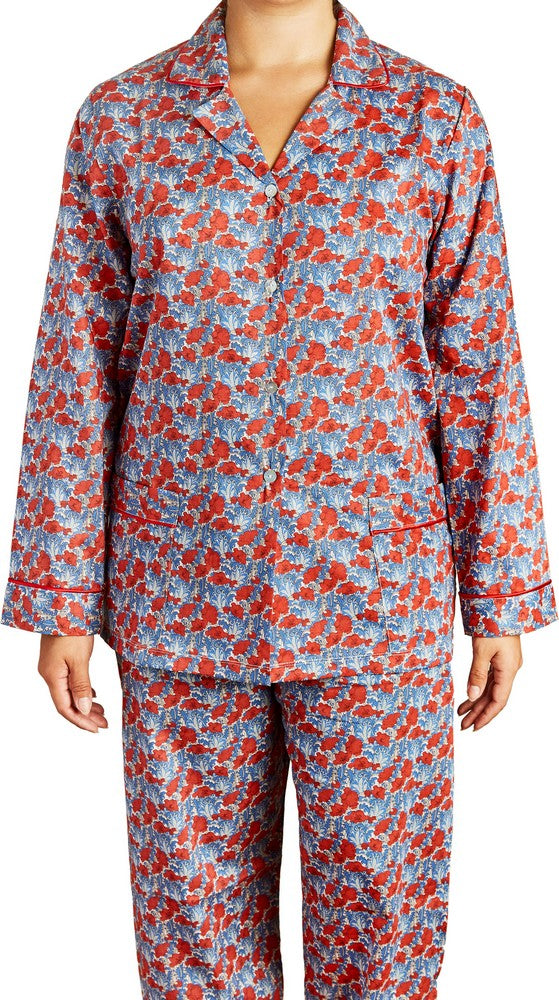 COTTON PAJAMAS - RED & BLUE FLOWER PRINT
