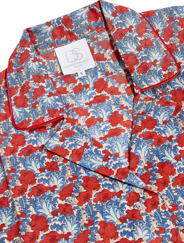 COTTON PAJAMAS - RED & BLUE FLOWER PRINT
