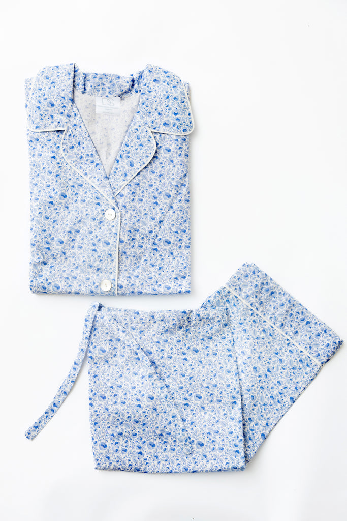 COTTON PAJAMAS - BLUE FLOWER PRINT