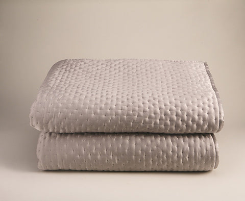 SILK CHARMEUSE QUILT - SMALL DIMPLES - SILVERY GREY