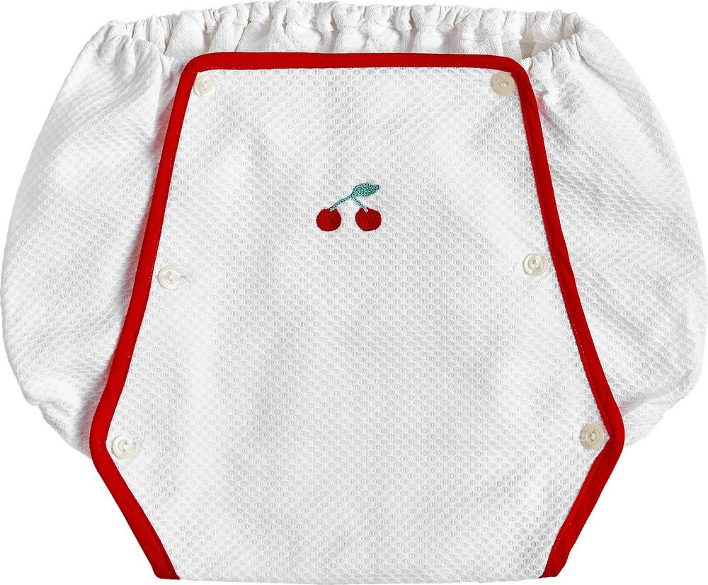 BABY BLOOMERS - CHERRIES WITH HAND APPLIQUE