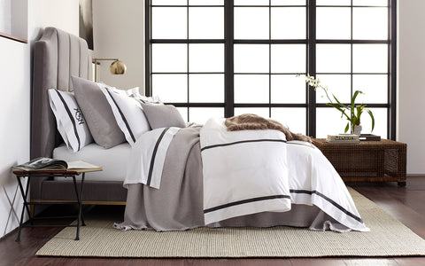 ESSEX - BOUDOIR SHAM WITH MONOGRAM (BLUE)