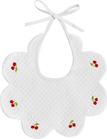 BABY BIB SCALLOPED WITH LIGHT BLUE BOW EMBROIDERY