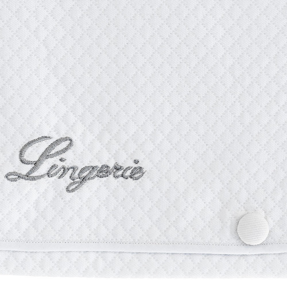 LINGERIE BAG - WHITE COTTON MATELASSE