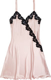 ITALIAN SILK SLIP WITH LACE - MAUVE with BLACK LACE - WRAP OVER DESIGN