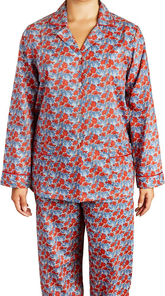 LIBERTY COTTON PAJAMAS - RED & BLUE FLOWER PRINT