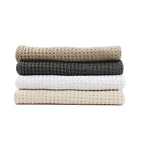 Linen Cotton Waffle Towel With Fringes, Black Waffle Bath Linen, Natural  Bath Sheet 