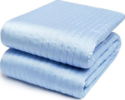 SILK CHARMEUSE QUILT - CHANNEL STRIPE - FRENCH BLUE