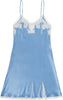 ITALIAN SILK SLIP WITH LACE - SKY BLUE with IVORY LACE