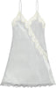 ITALIAN SILK SLIP WITH LACE - PEARL GREY with IVORY LACE - WRAP OVER DESIGN